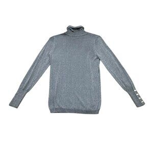 Women’s Joseph A Silver Turtleneck Sweater Metallic Rayon Blend